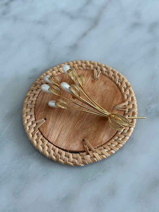 1980s Pearl Twig Brooch