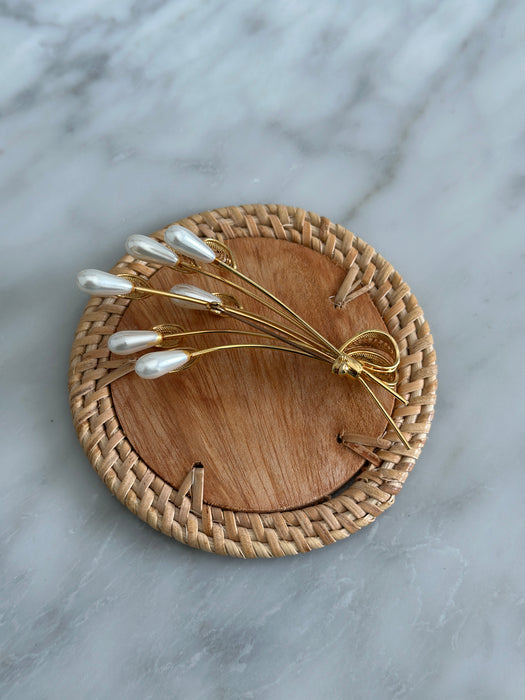 1980s Pearl Twig Brooch