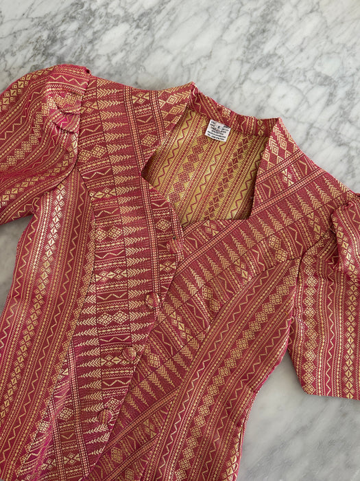 1980s Puff Shoulder Brocade Top