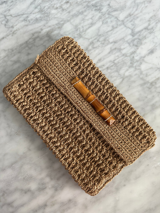 1970s Rattan Bamboo Clutch