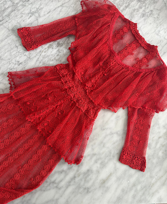 1980s Tiered Lace Midi Dress