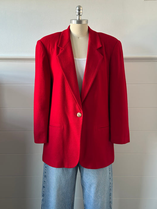 1980s Red Wool Blazer