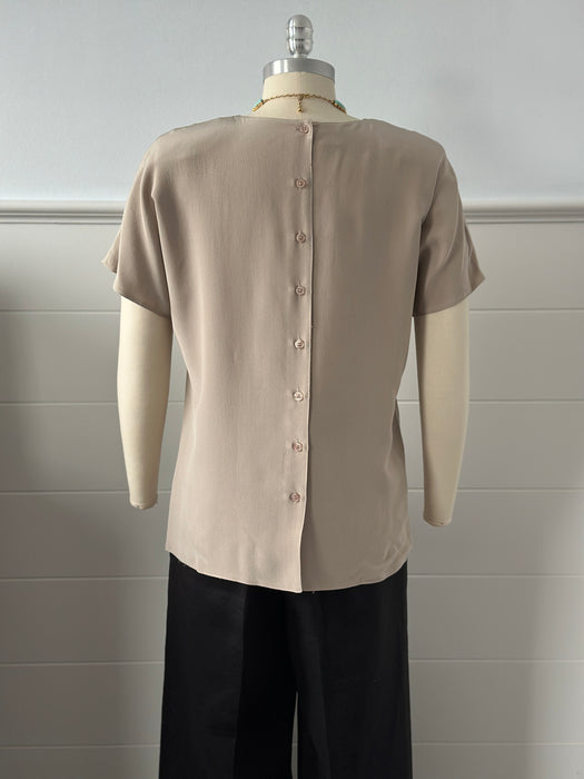 1980s Silk Back Button Blouse