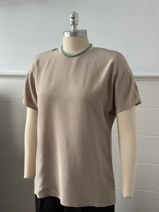1980s Silk Back Button Blouse