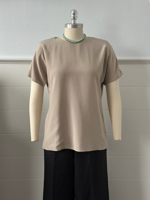 1980s Silk Back Button Blouse