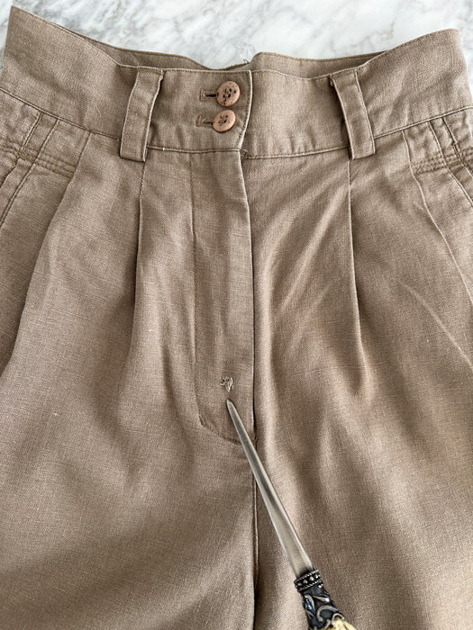 1980s Linen Pleated Shorts