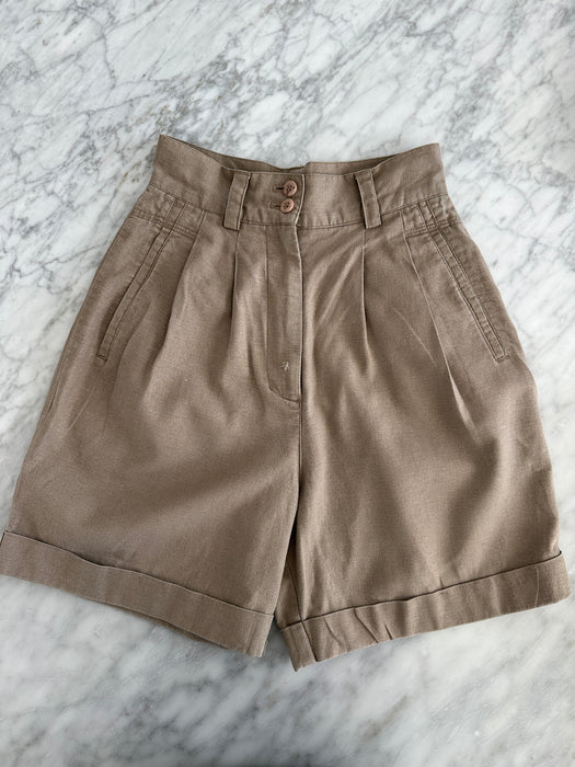 1980s Linen Pleated Shorts