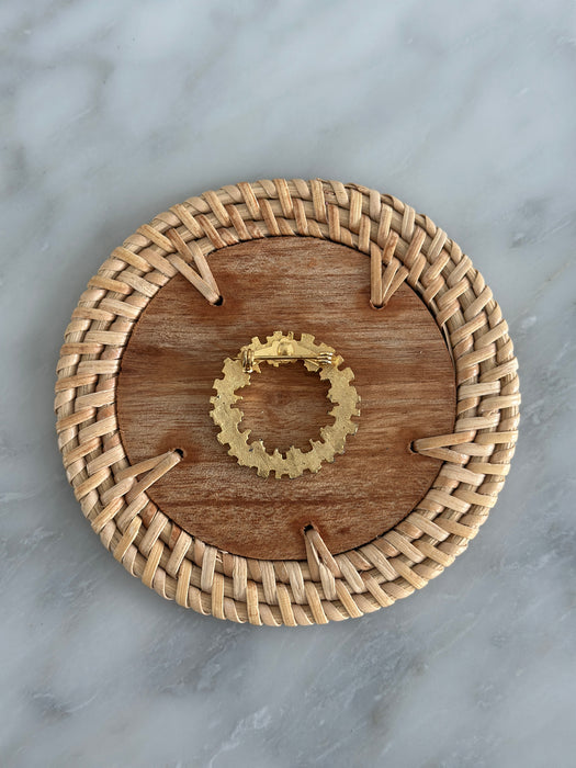 Gold Textured Halo Brooch