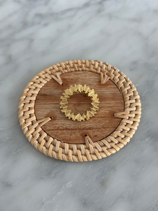 Gold Textured Halo Brooch