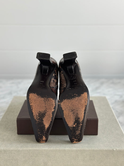 1990s Via Spiga Snakeskin Ankle Boots