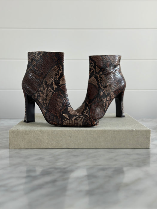 1990s Via Spiga Snakeskin Ankle Boots