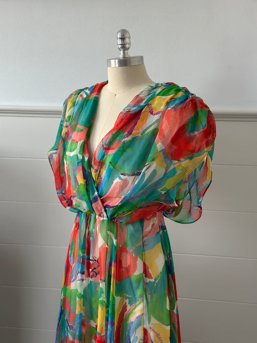 1970s Watercolor Dress