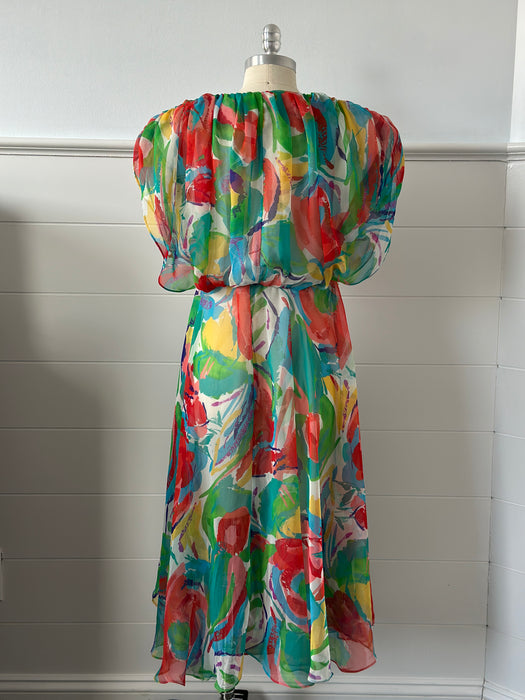 1970s Watercolor Dress